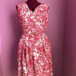 Pink floral Talbots dress with matching belt